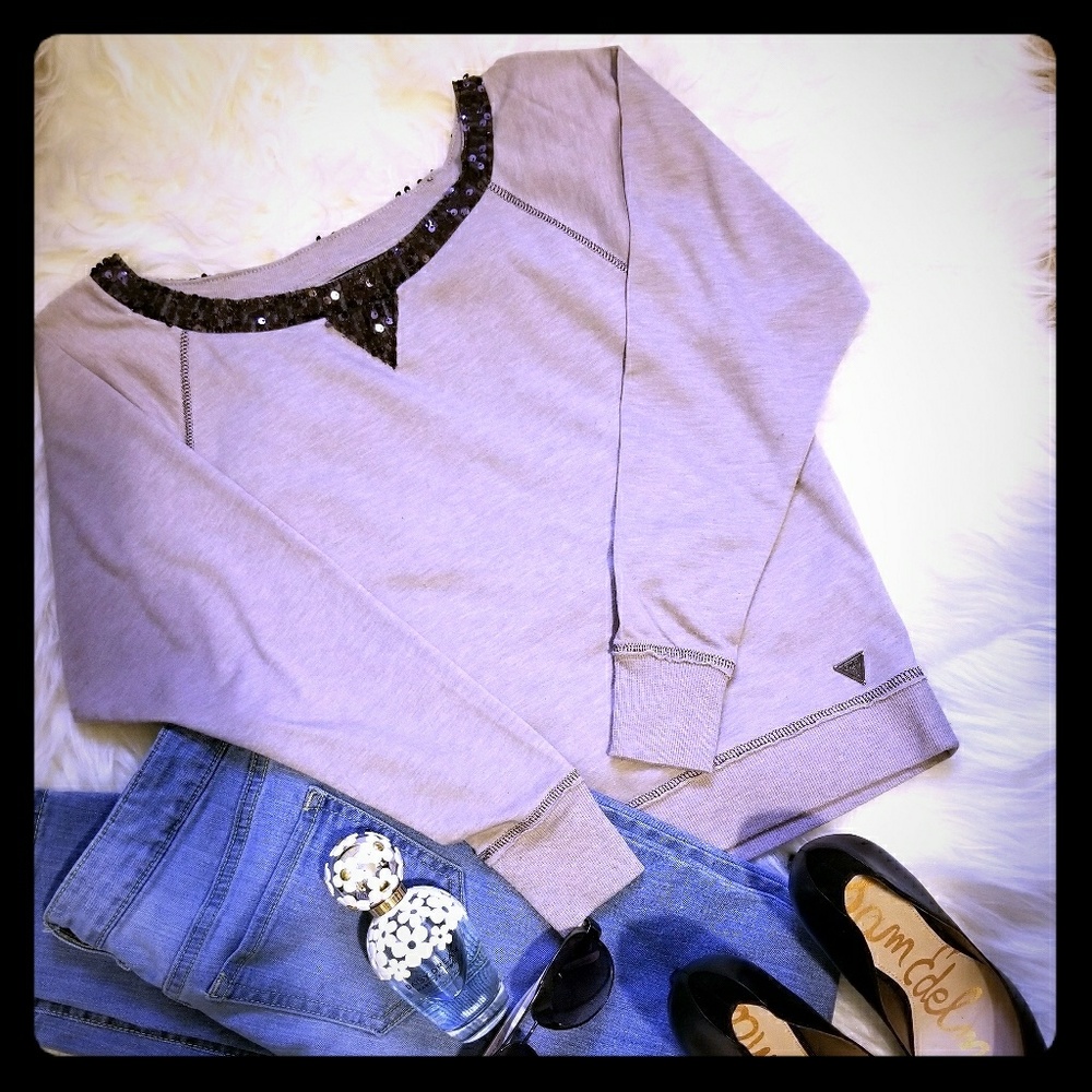 Guess Light Weight Sequin Collared Sweatshirt. - image 1